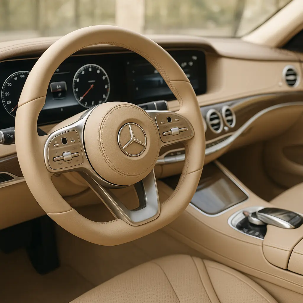 Sauberer beiger Fahrzeuginnenraum